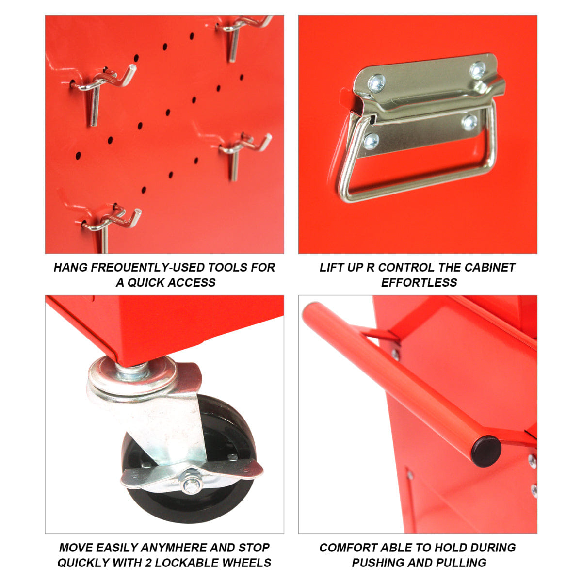 Drawer Streamdale 6 - Drawer Rolling Tool Chest and Cabinet Storage Organizer, Red