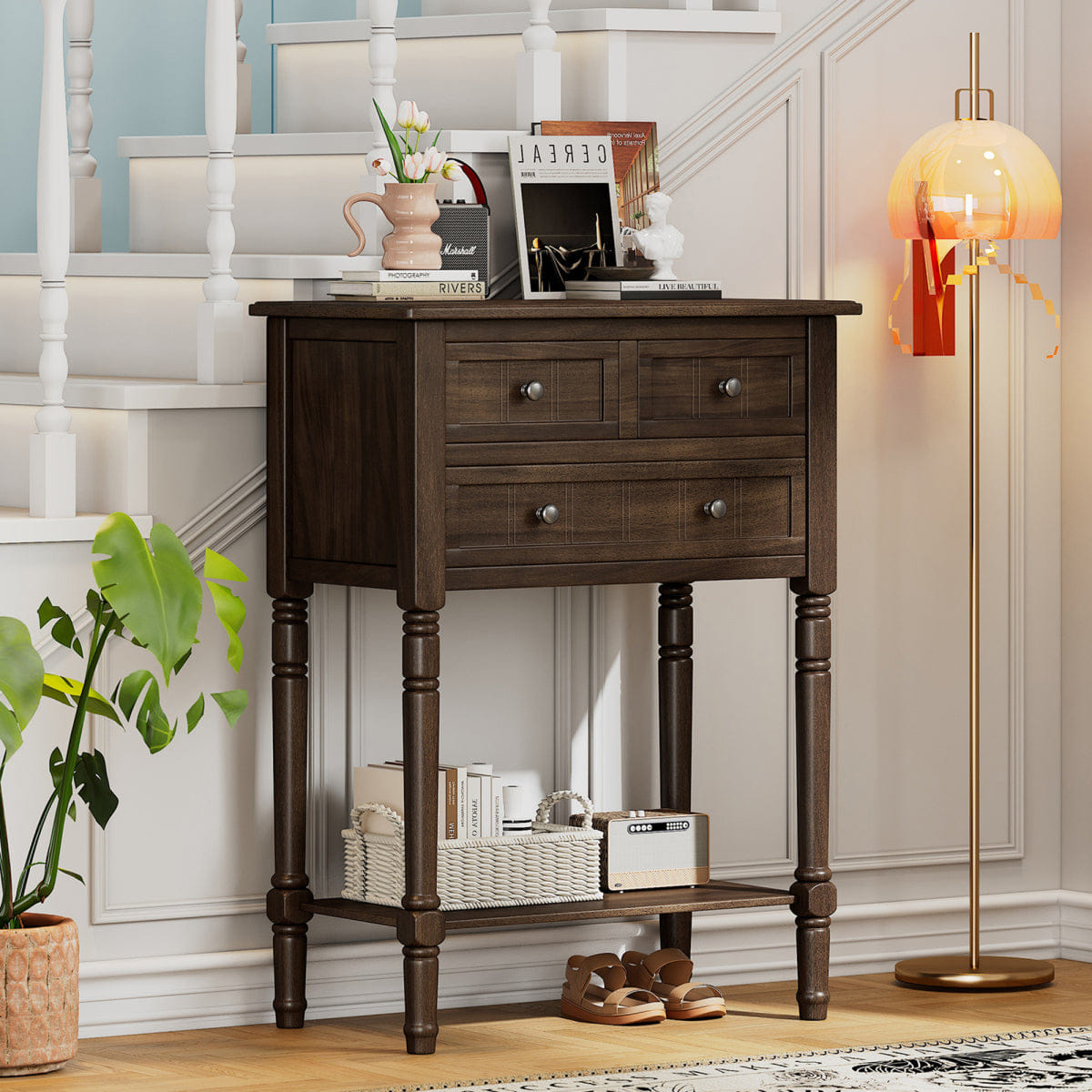 Drawer Streamdale Narrow 3 - Drawer Console Table with Shelf (Brown)