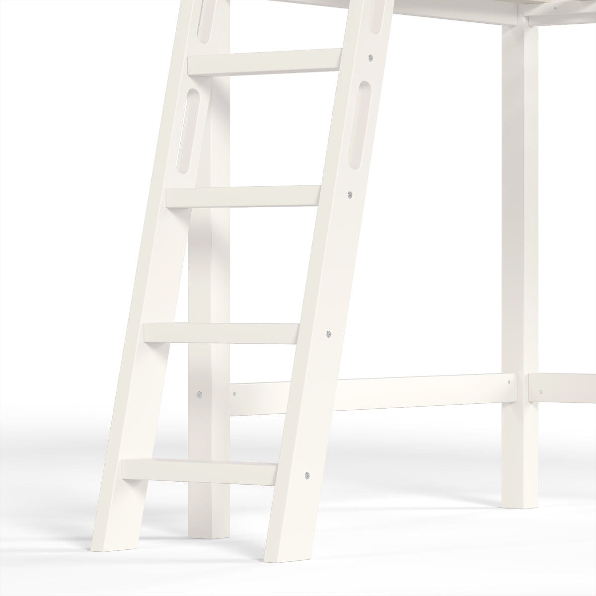 Space Streamdale Twin Wood Loft Bed with Guardrails, Ladder & Storage Space, Beige