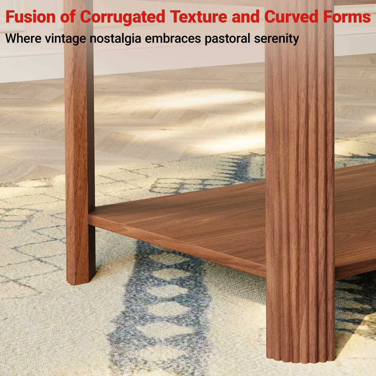 CORNER Streamdale Arc Corner Wood 2 - Tier Coffee Table, Walnut