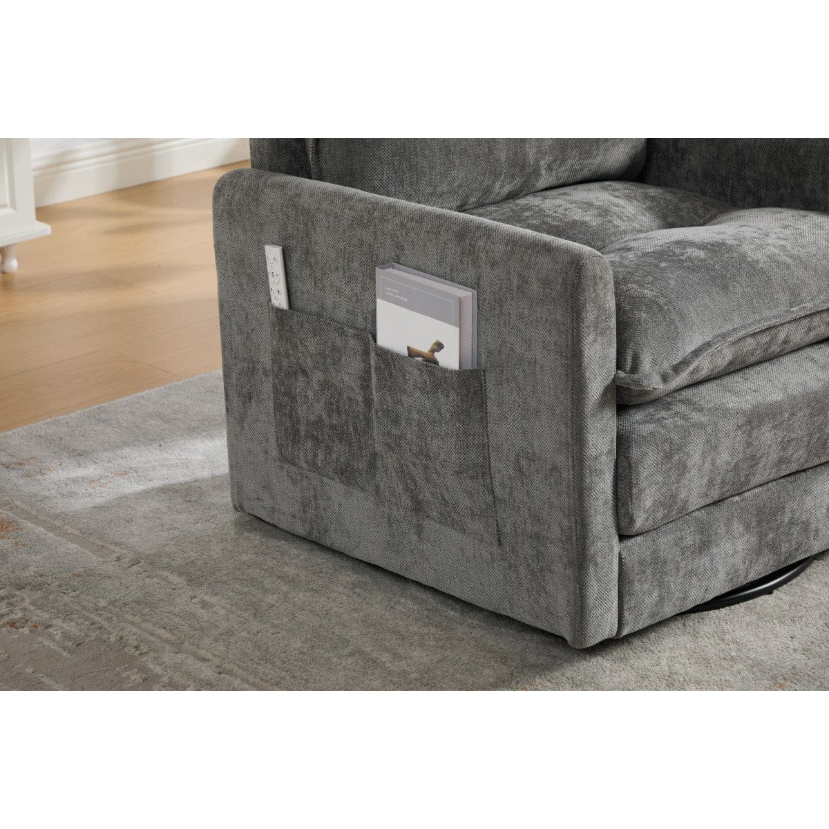 Base Streamdale Mid - Century Modern Swivel Barrel Accent Chair with Metal Base