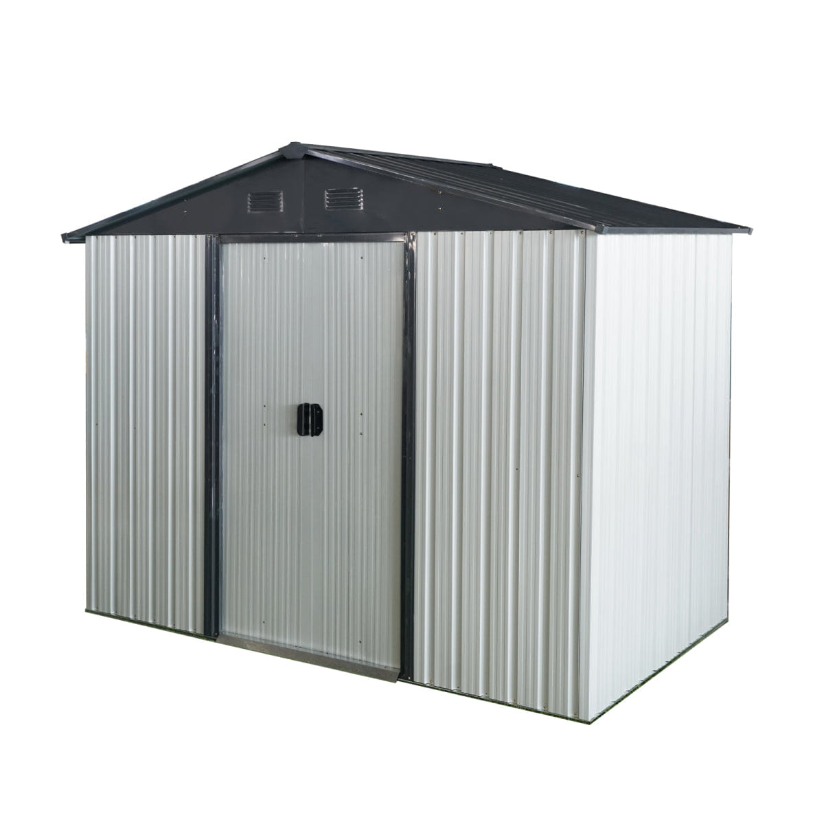 OUTDOOR Streamdale 8ft x 4ft Outdoor Metal Storage Shed with Sliding Door - White/Black