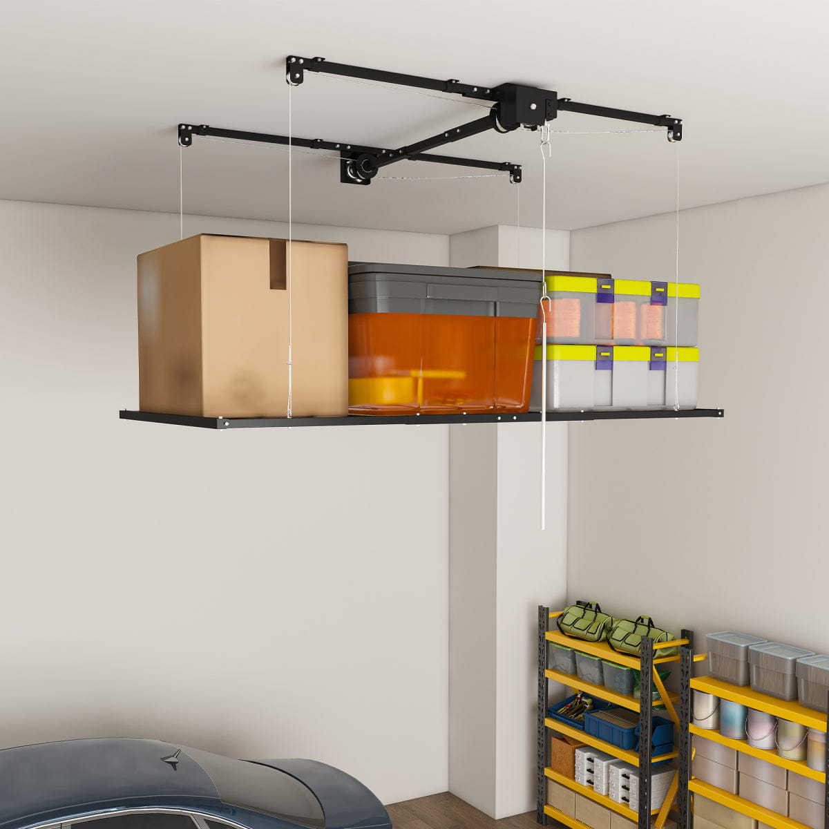 Garage Streamdale Black 3x6 FT Overhead Garage Storage Rack, 370LBS Capacity