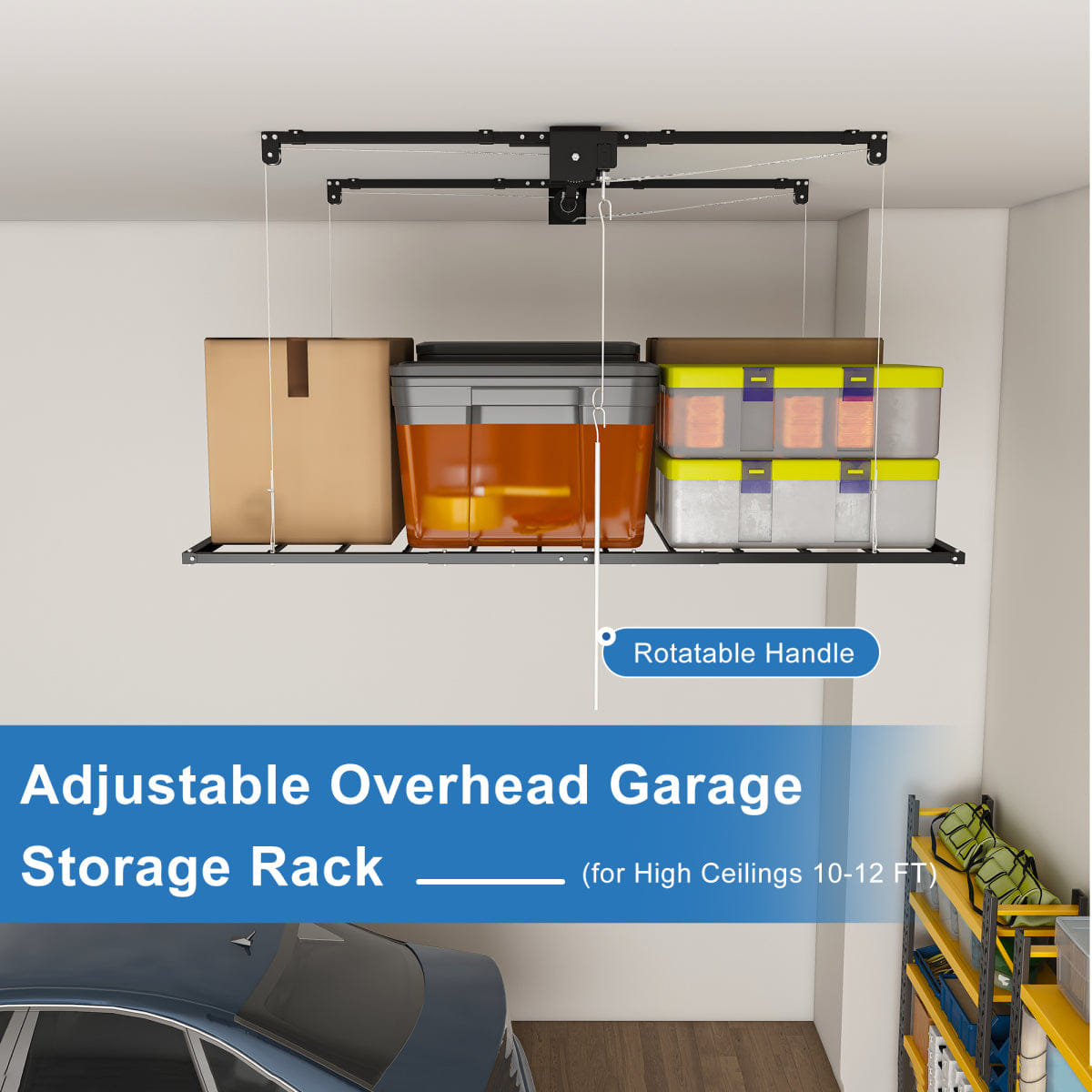 Garage Streamdale Black 3x6 FT Overhead Garage Storage Rack, 370LBS Capacity