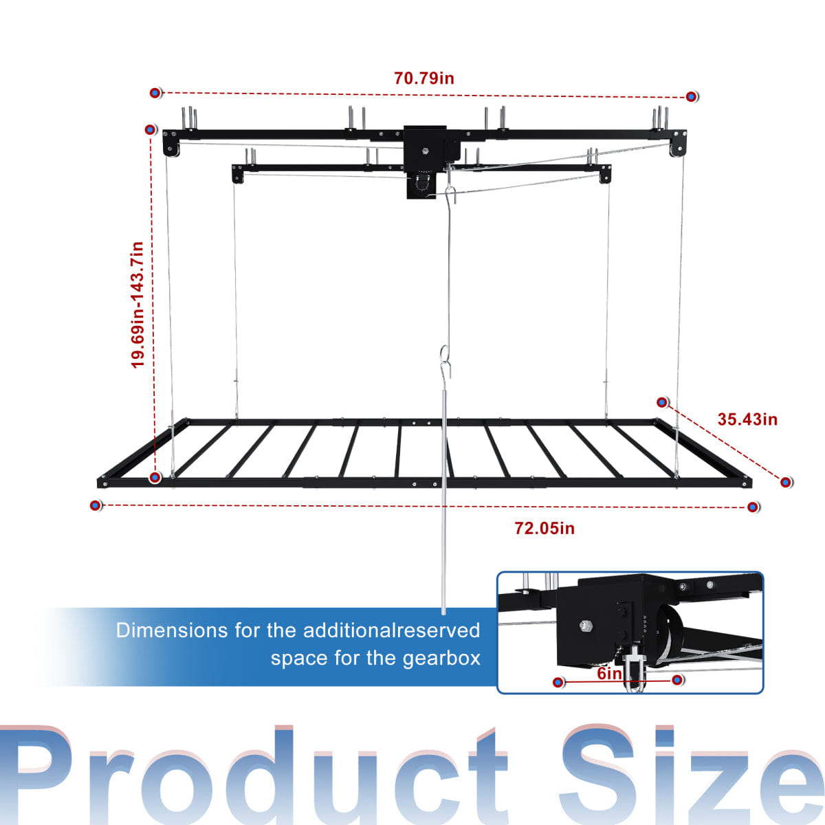 Garage Streamdale Black 3x6 FT Overhead Garage Storage Rack, 370LBS Capacity