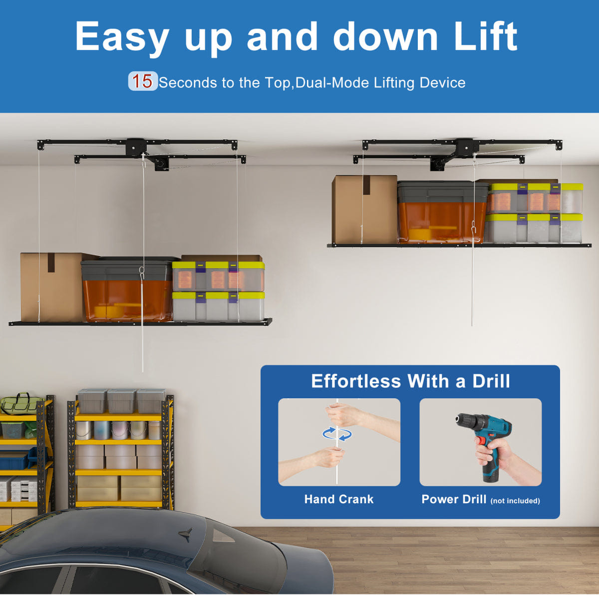 Garage Streamdale Black 3x6 FT Overhead Garage Storage Rack, 370LBS Capacity