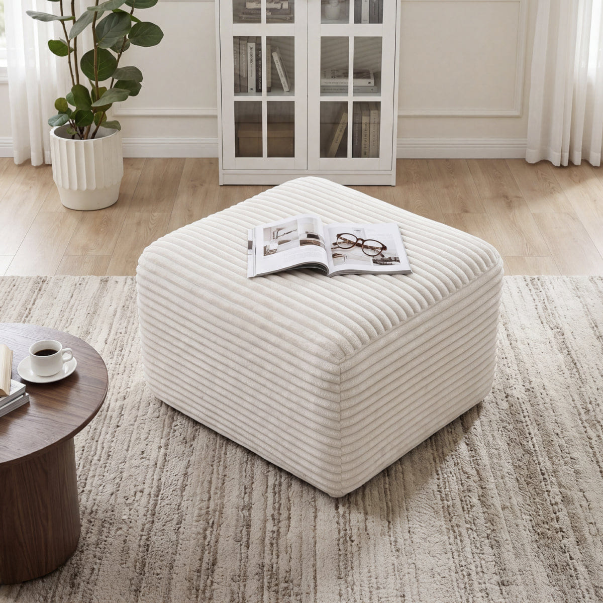 Corduroy Streamdale 27.6" Corduroy Square Upholstered Ottoman