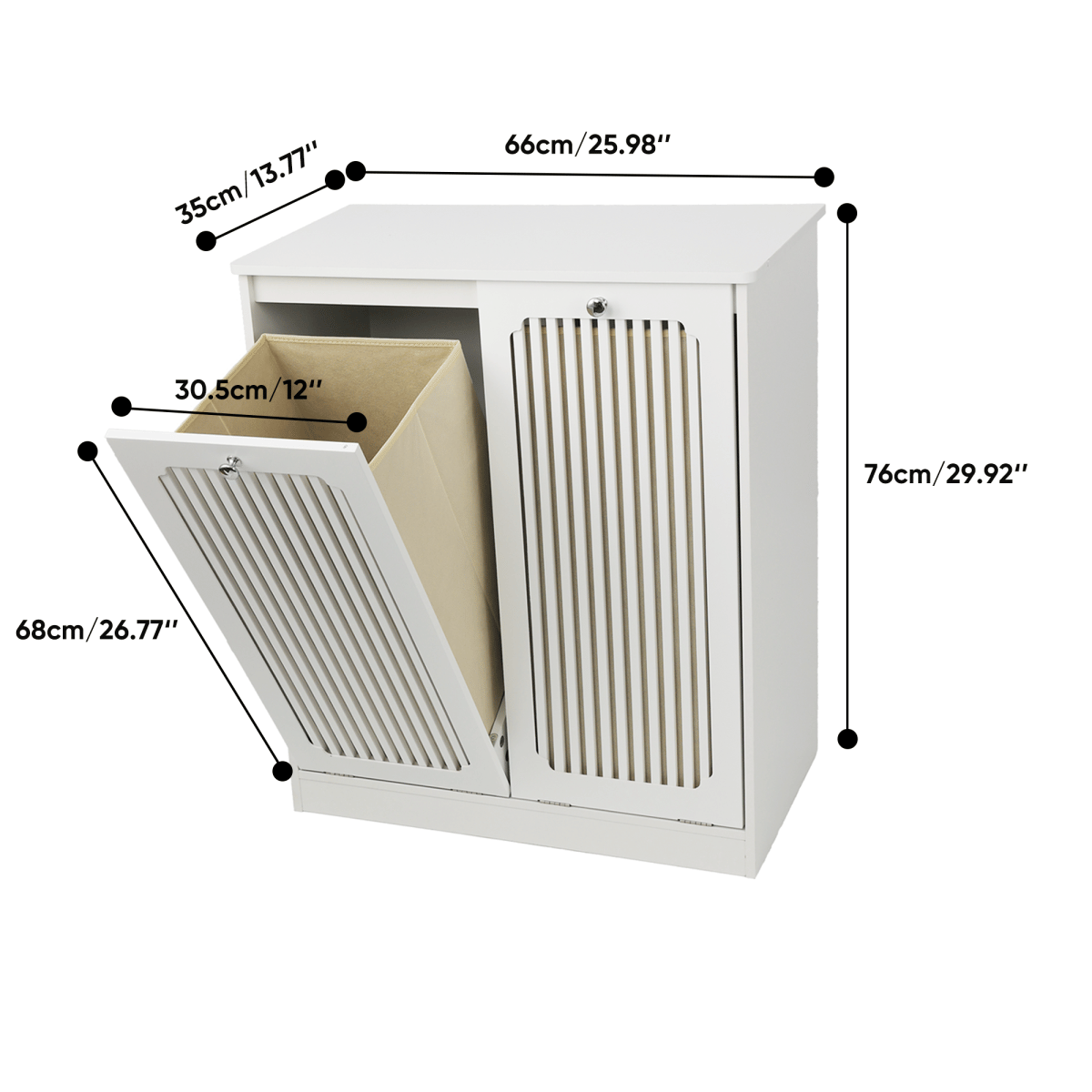 LAUNDRY Streamdale Flip - top Double Laundry Hamper Cabinet, White