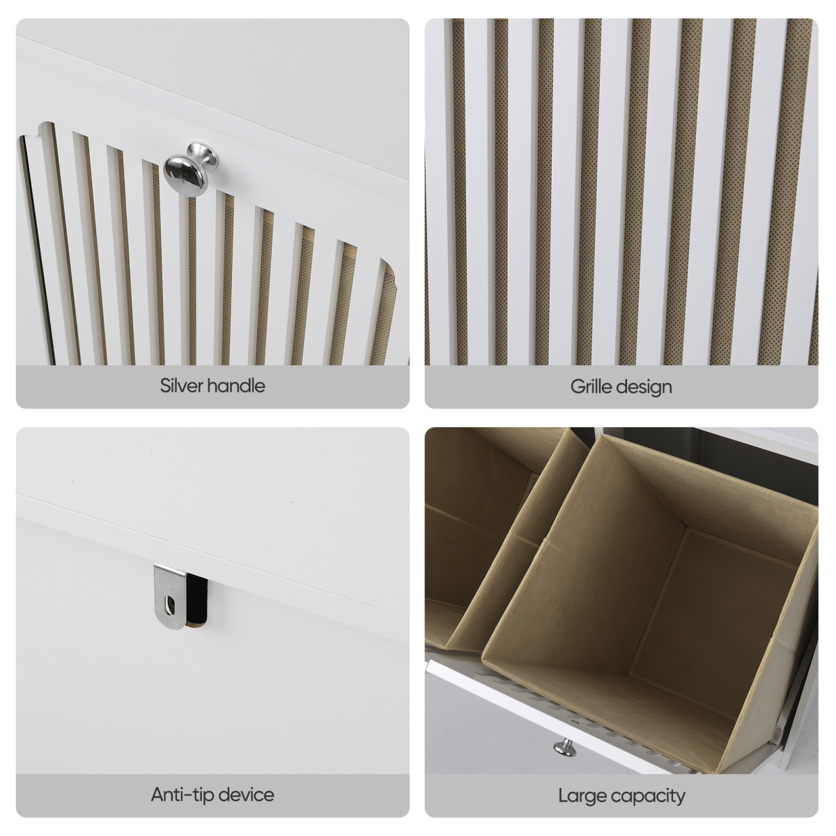 LAUNDRY Streamdale Flip - top Double Laundry Hamper Cabinet, White