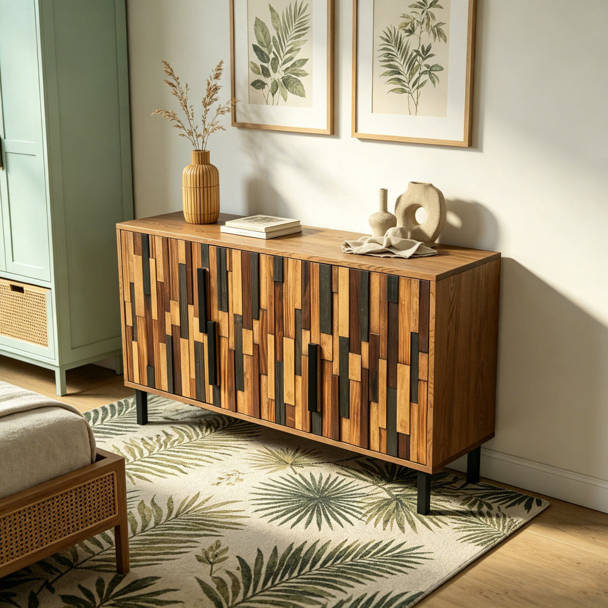 WOOD Streamdale 47.24" Sideboard With Straight Wood Pattern, Modern Accent Cabinet