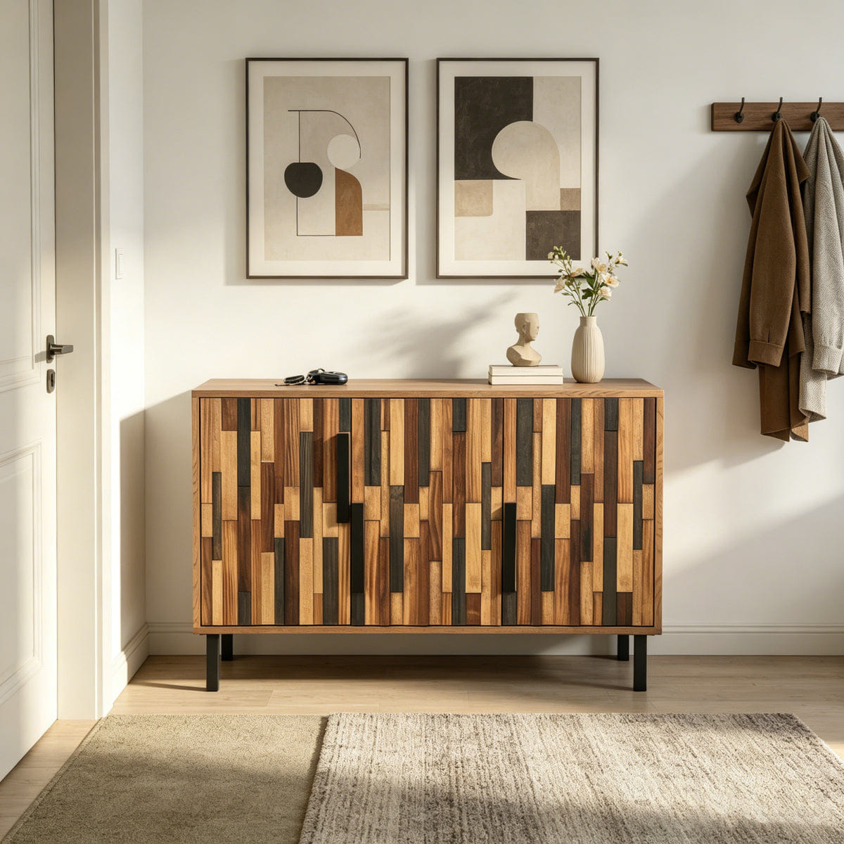 WOOD Streamdale 47.24" Sideboard With Straight Wood Pattern, Modern Accent Cabinet