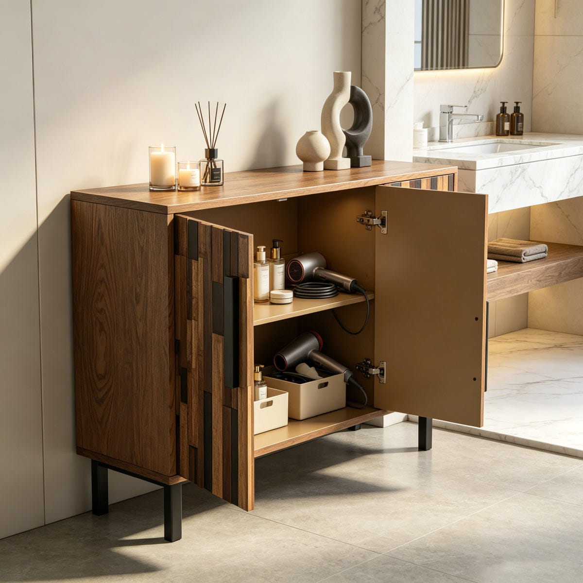 WOOD Streamdale 47.24" Sideboard With Straight Wood Pattern, Modern Accent Cabinet
