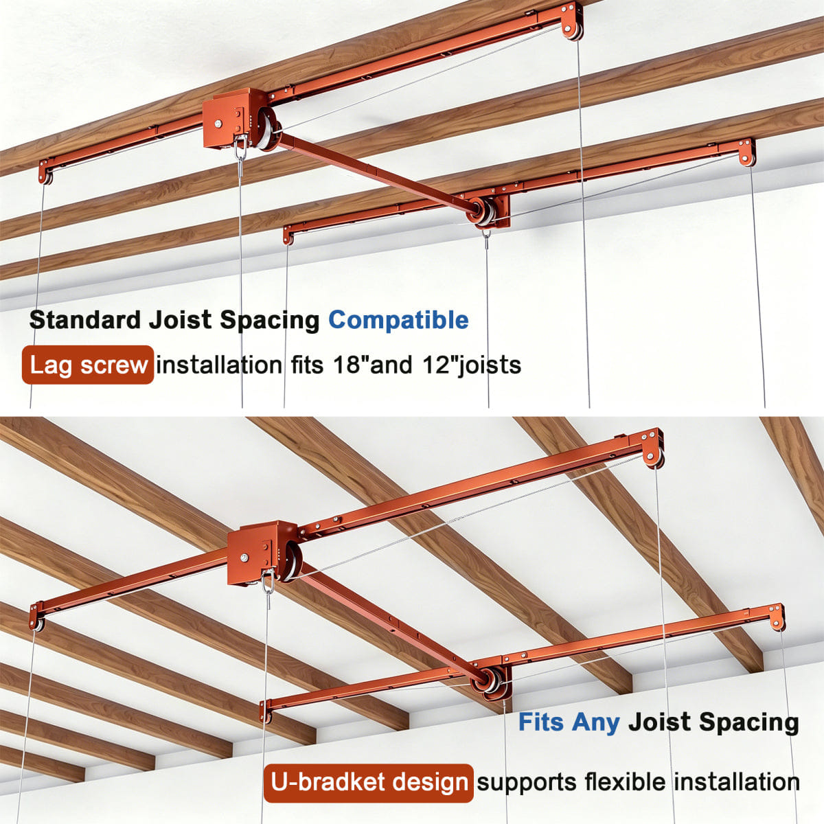 Garage Streamdale Orange 3x6 FT Overhead Garage Storage Rack, 370LBS Capacity