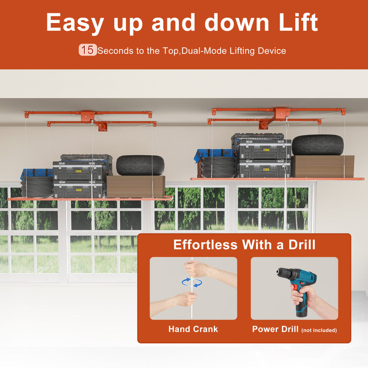 Garage Streamdale Orange 3x6 FT Overhead Garage Storage Rack, 370LBS Capacity