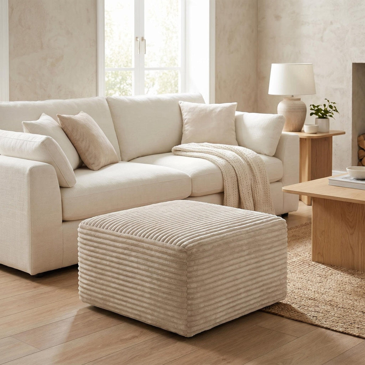 Corduroy Streamdale 37.5" Corduroy Square Upholstered Ottoman Foot Stool