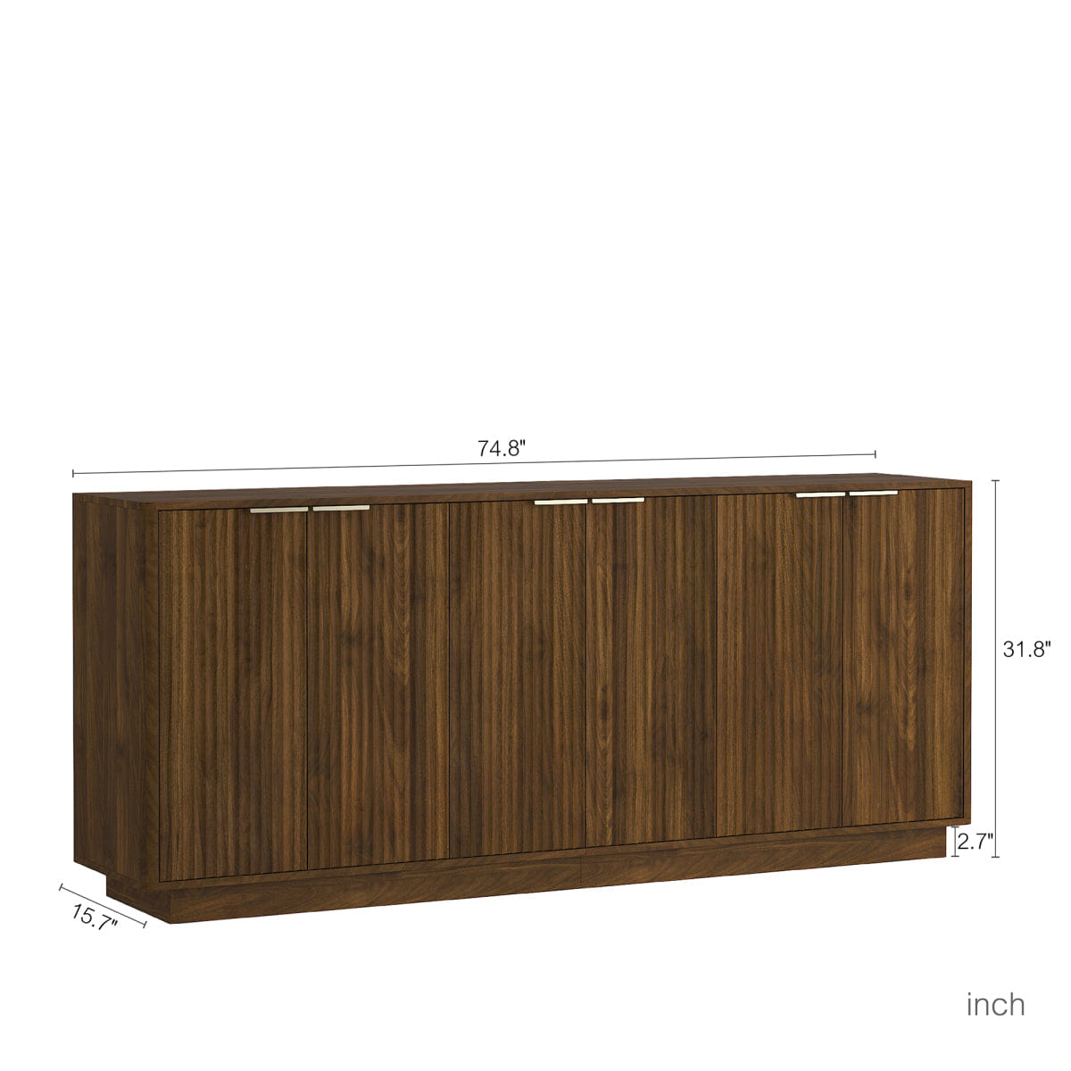 And Streamdale Modern Fluted Buffet Cabinet with Storage and Adjustable Shelves