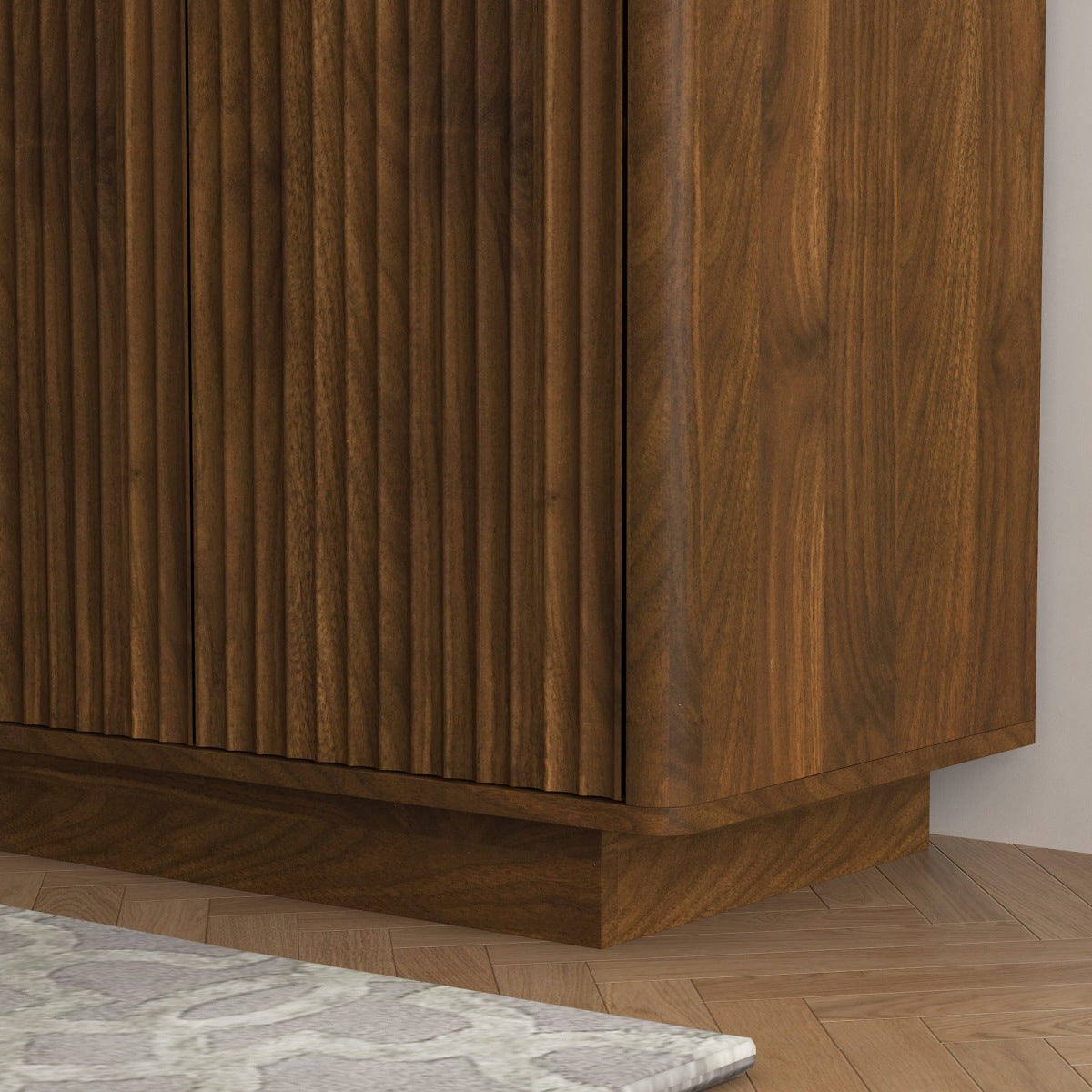 And Streamdale Modern Fluted Buffet Cabinet with Storage and Adjustable Shelves