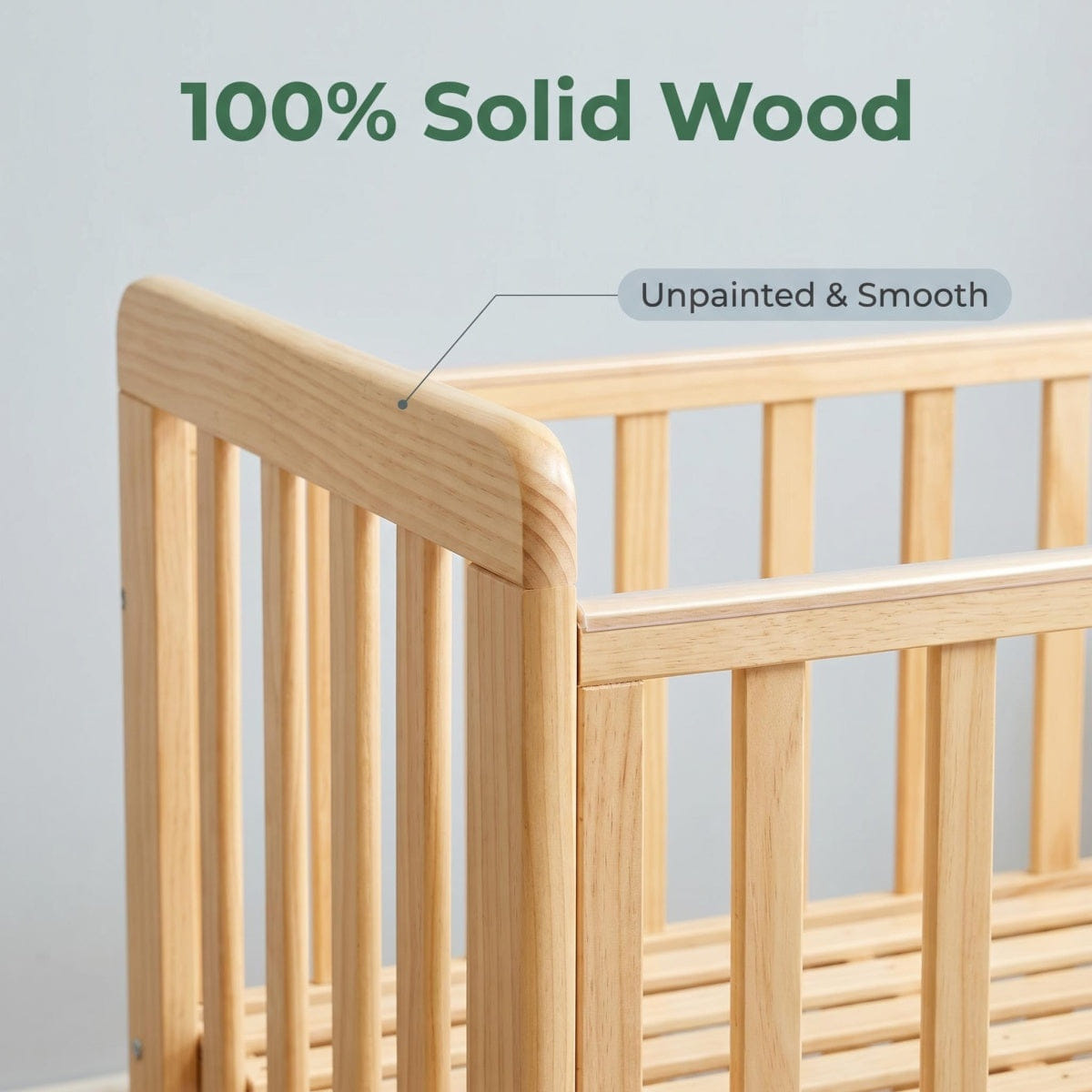 !SOLID Streamdale 5 - in - 1 Portable Solid Pine Baby Crib & Playpen (Natural Wood)