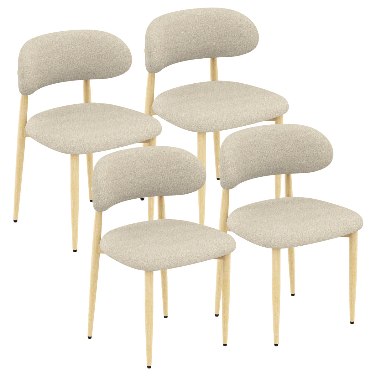 Minimalist Streamdale Dining Chairs Set of 4, Minimalist Modern Lamb Wool Cushioned Chair