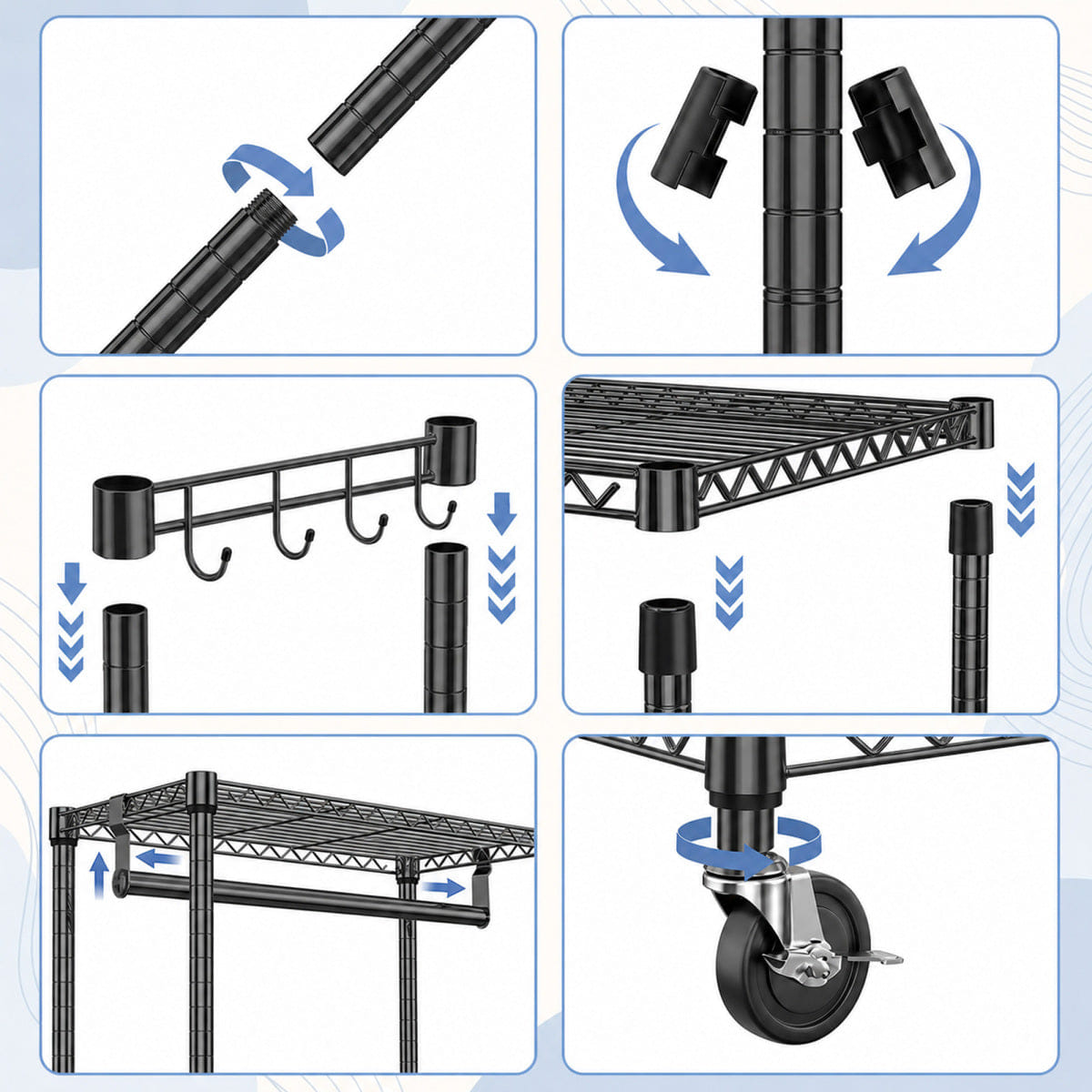 And Streamdale Heavy Duty Rolling Garment Rack with 3 - Tier Shelves and Rods, Black