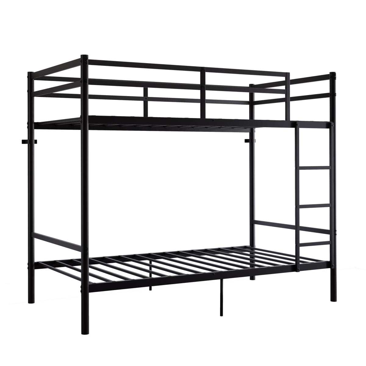 And Streamdale Twin Over Twin Metal Bunk Bed with Ladder, Guardrail, and Storage - Black