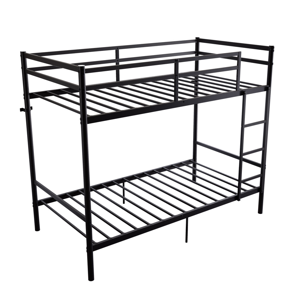 And Streamdale Twin Over Twin Metal Bunk Bed with Ladder, Guardrail, and Storage - Black