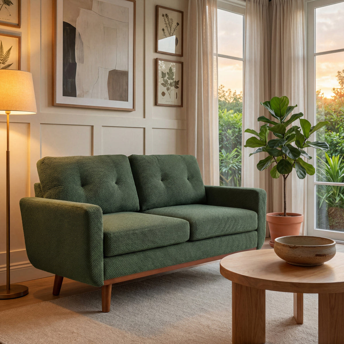 Minimalist Streamdale 65" Modern Minimalist 2 - Seater Sofa with Nubby Upholstery & Wood Legs
