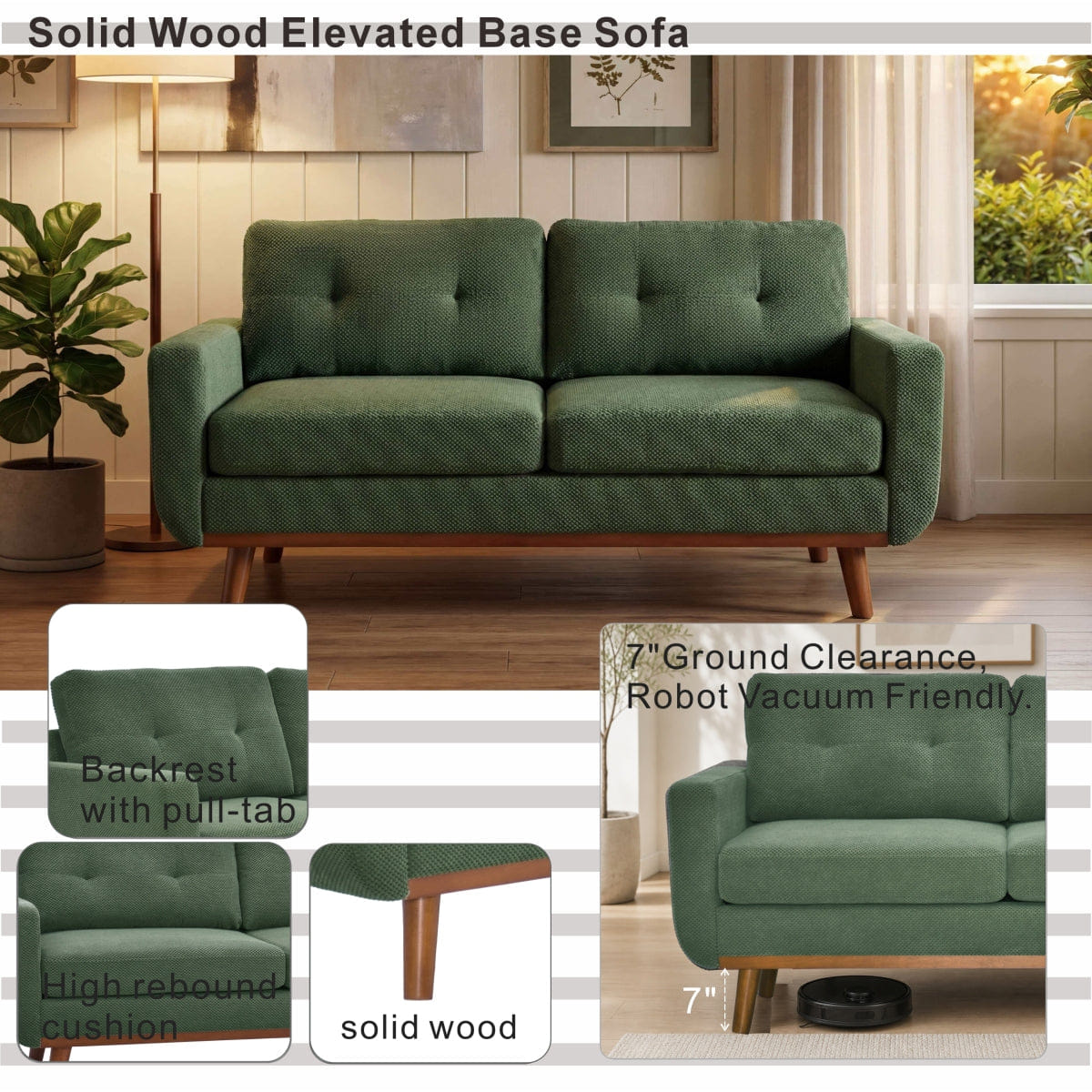 Minimalist Streamdale 65" Modern Minimalist 2 - Seater Sofa with Nubby Upholstery & Wood Legs