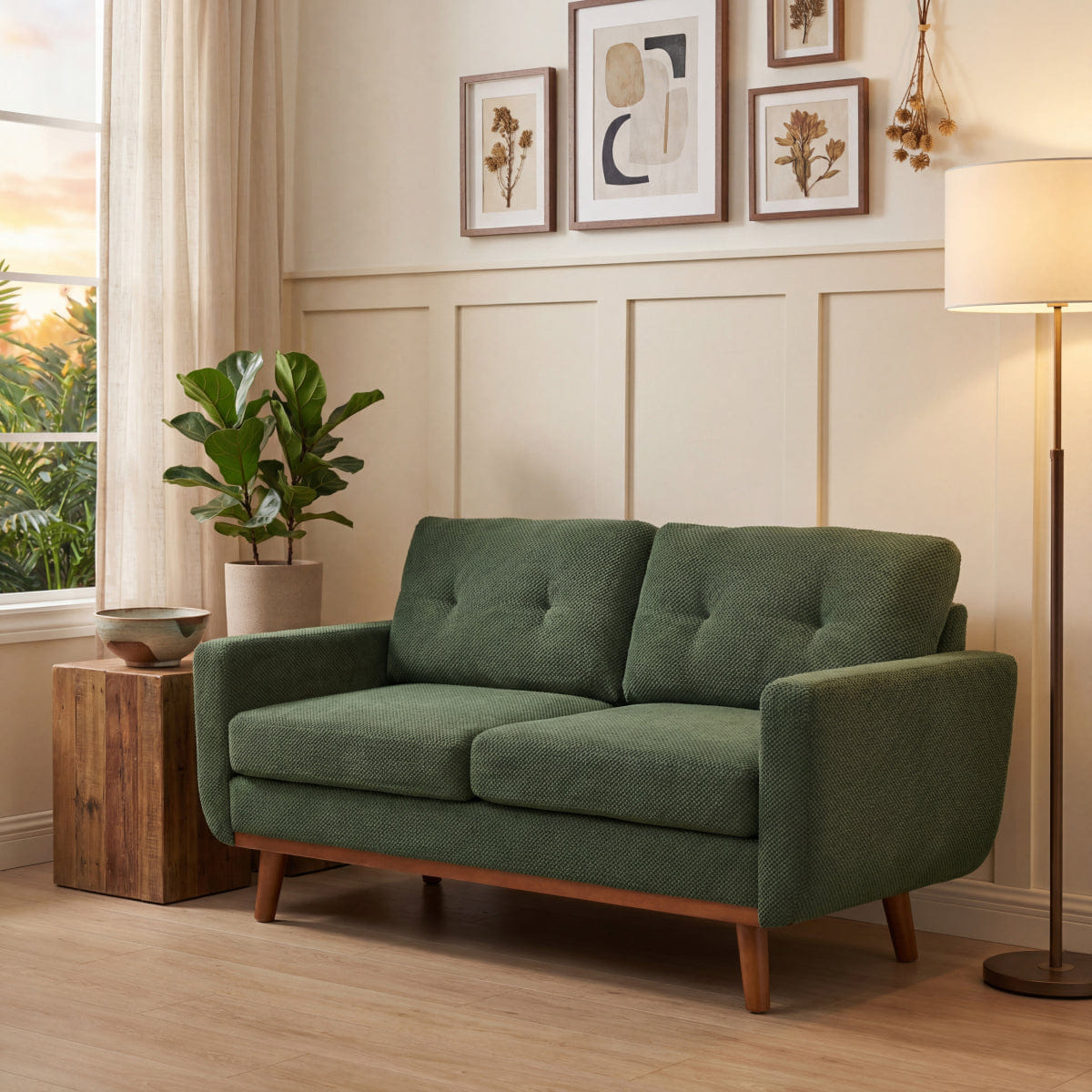Minimalist Streamdale 65" Modern Minimalist 2 - Seater Sofa with Nubby Upholstery & Wood Legs