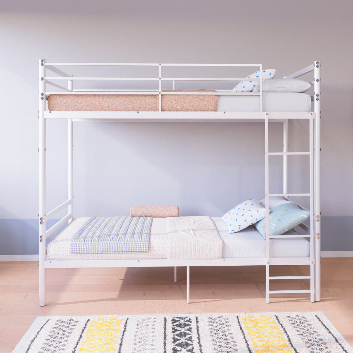 Space Streamdale Twin Over Twin Metal Bunk Bed with Storage Space, White