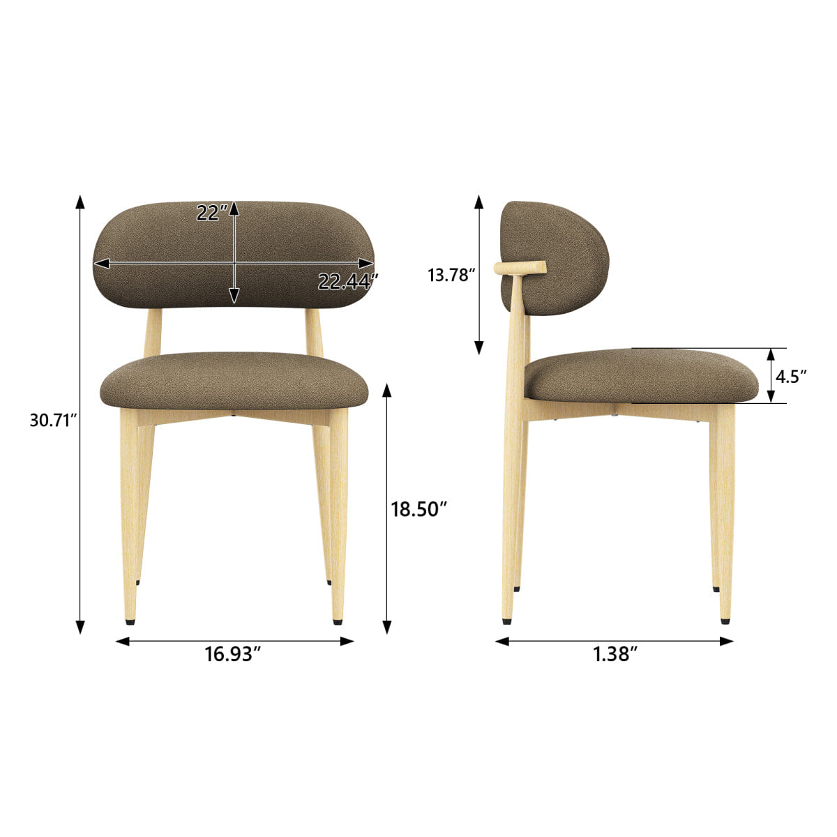 Minimalist Streamdale Minimalist Lamb Wool Dining Chairs, Set of 4