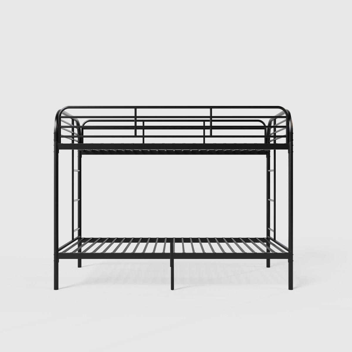 And Streamdale Metal Twin Over Twin Bunk Bed with Ladder, Guardrail, and Storage, Black