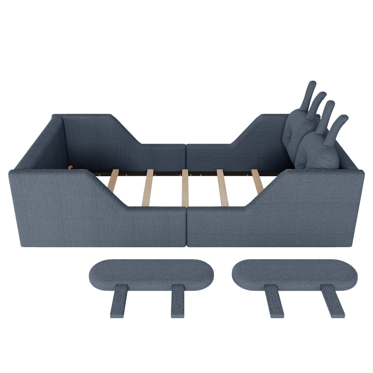 Rails Streamdale Twin Upholstered Platform Bed with Rabbit Cushion and Removable Side Rails, Gray