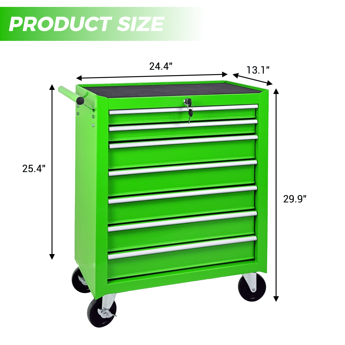 Drawer Streamdale 7 - Drawer Rolling Tool Chest with Wheels & Storage Cabinet - Green