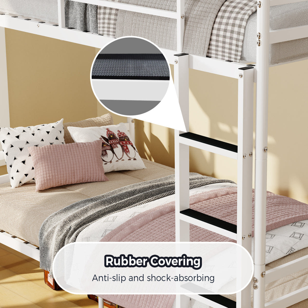 WHITE* Streamdale Sturdy Metal Bunk Bed for Kids and Adults, White - Dorm & Bedroom