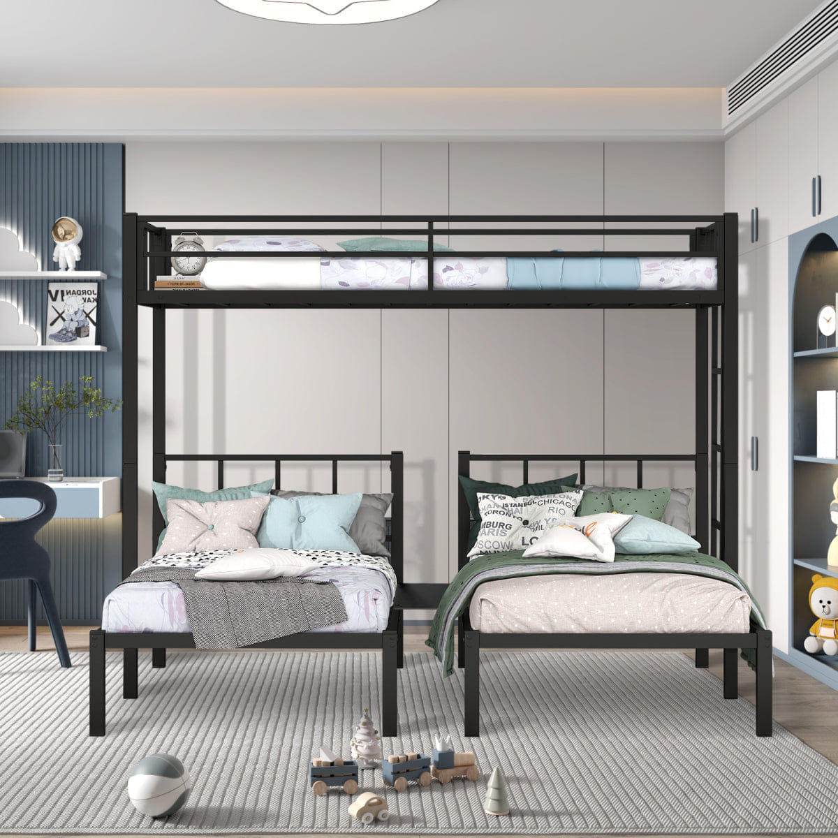 TRIPLE Streamdale Detachable Metal Triple Bunk Bed for Twin XL and Twin Mattresses