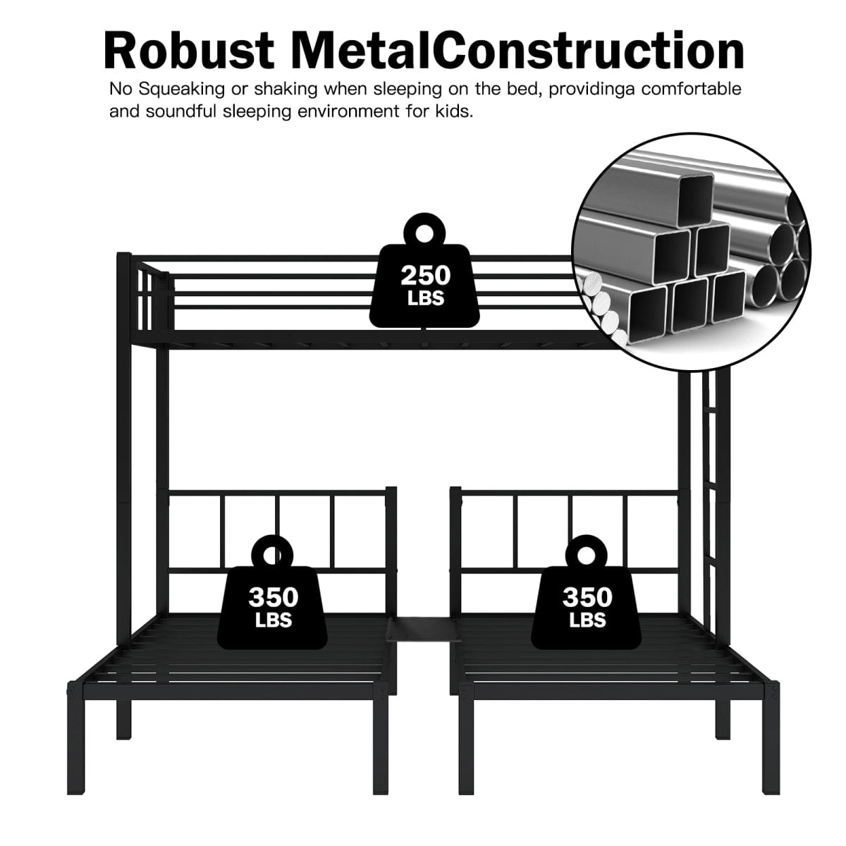 TRIPLE Streamdale Detachable Metal Triple Bunk Bed for Twin XL and Twin Mattresses