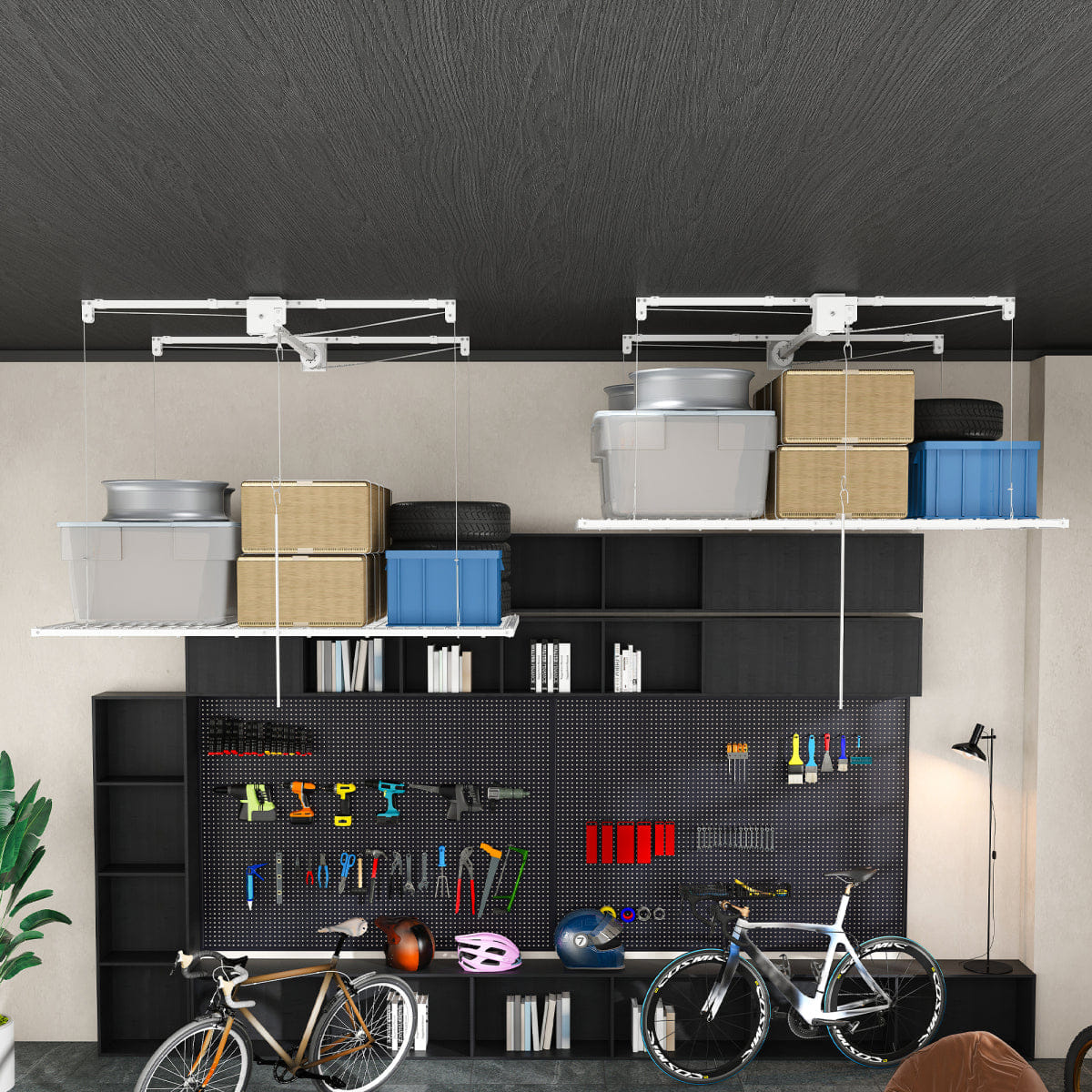 Garage Streamdale White 4x8 FT Overhead Garage Storage Rack, 350LBS Capacity