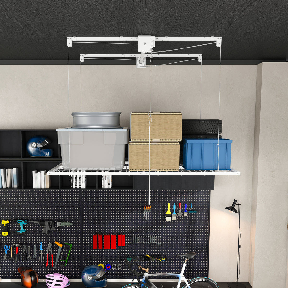 Garage Streamdale White 4x8 FT Overhead Garage Storage Rack, 350LBS Capacity