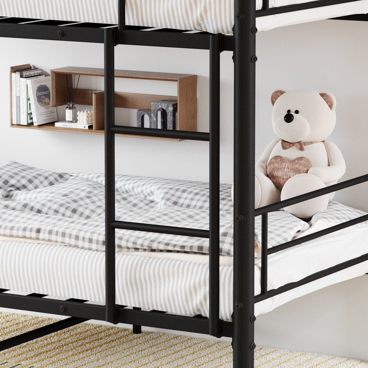 TRIPLE Streamdale Black Metal Triple Bunk Bed (Separates into Three Beds)
