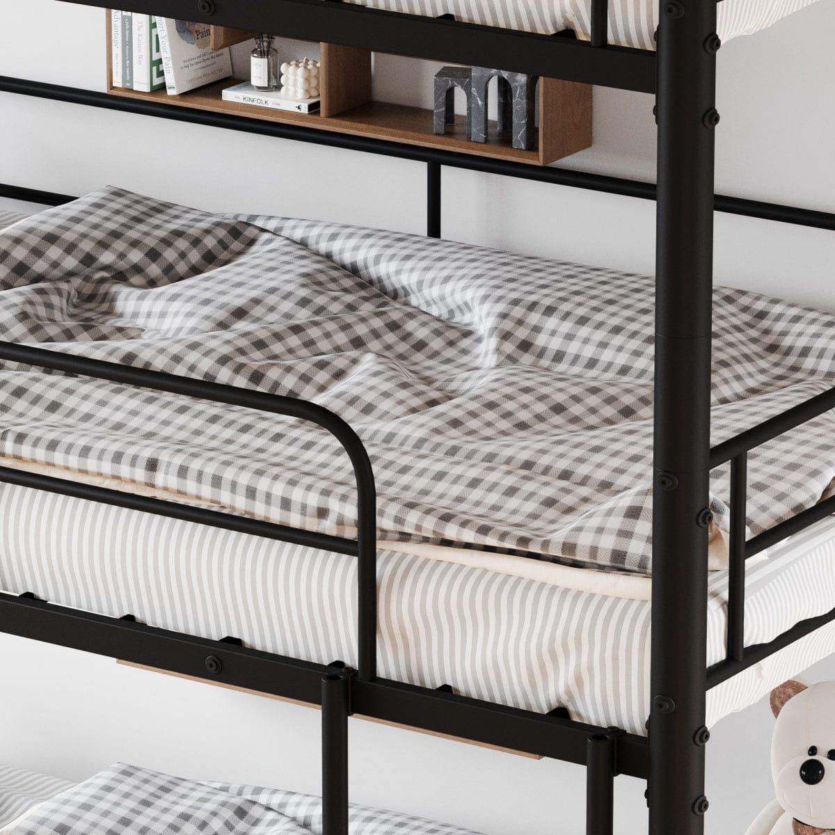TRIPLE Streamdale Black Metal Triple Bunk Bed (Separates into Three Beds)