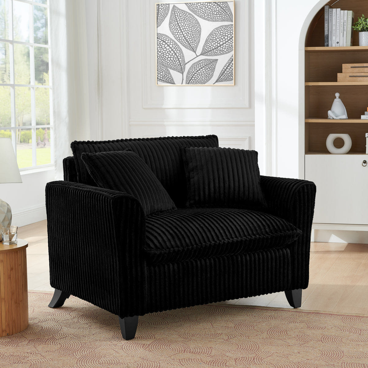 And Streamdale Comfortable Single Lazy Sofa Chair with Backrest and Armrests - Black