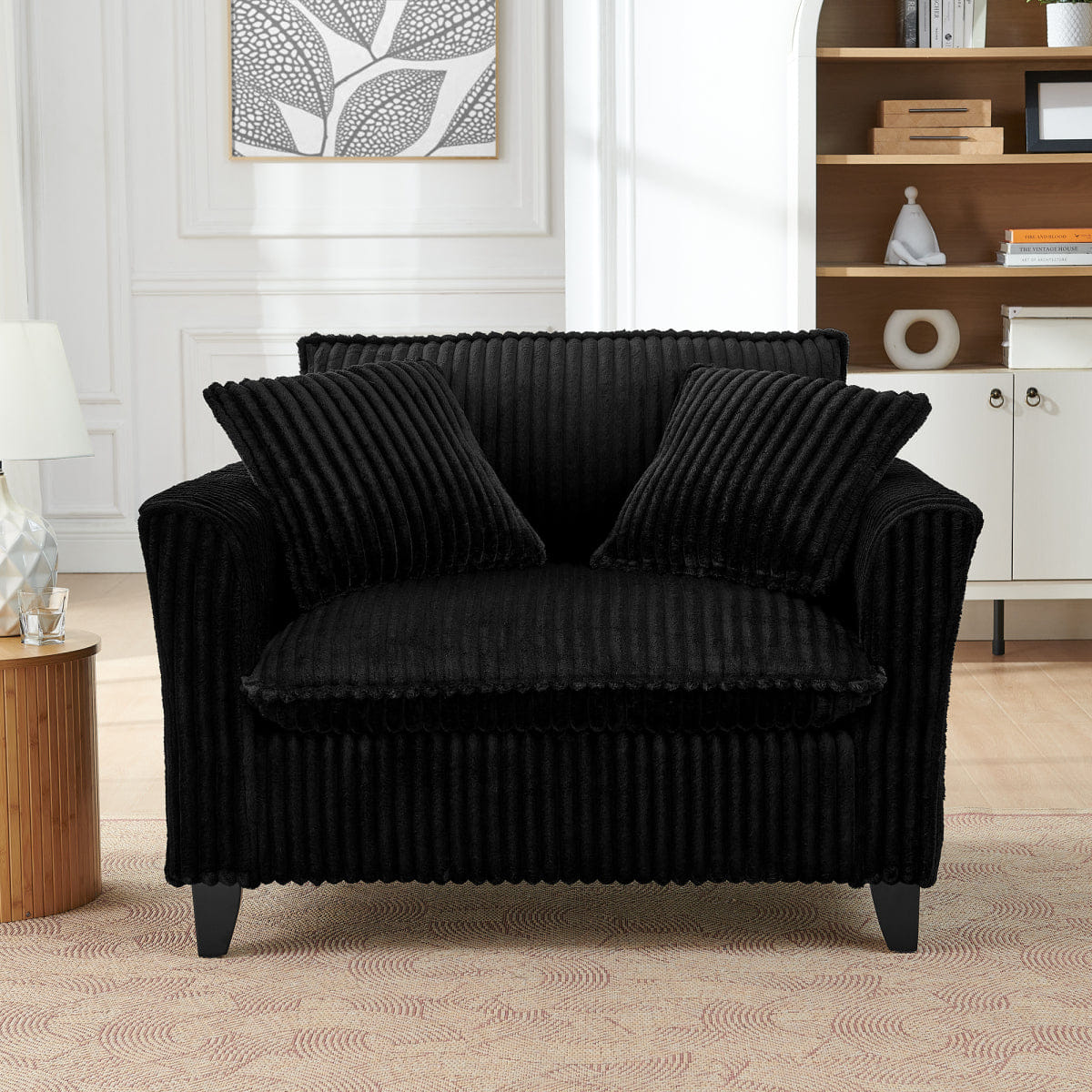 And Streamdale Comfortable Single Lazy Sofa Chair with Backrest and Armrests - Black