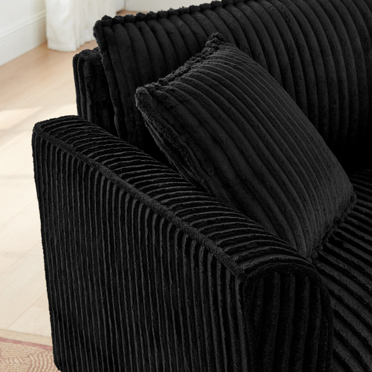 And Streamdale Comfortable Single Lazy Sofa Chair with Backrest and Armrests - Black