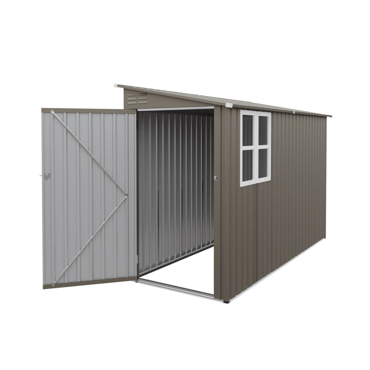 OUTDOOR Streamdale 4x9FT Outdoor Metal Storage Shed with Window, Olive Grey
