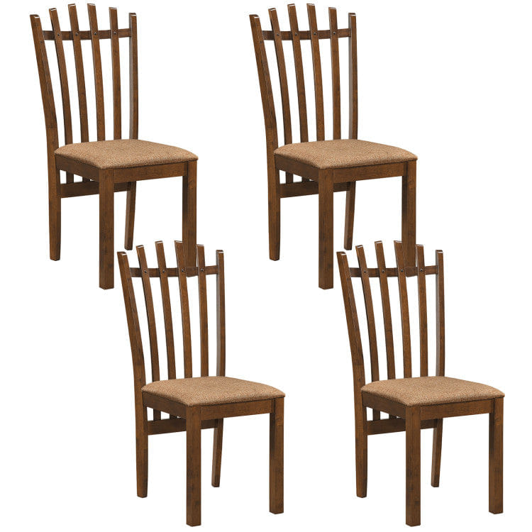 WOOD Rubber Wood Slat Back Kitchen Dining Chairs Set of 4