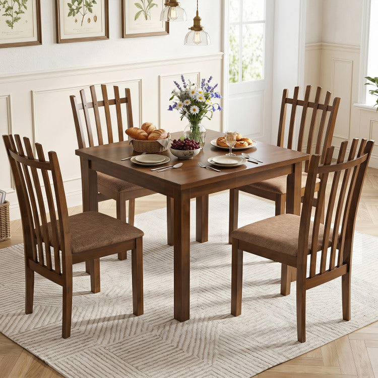 WOOD Rubber Wood Slat Back Kitchen Dining Chairs Set of 4