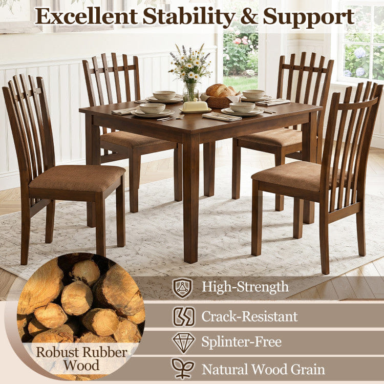 WOOD Rubber Wood Slat Back Kitchen Dining Chairs Set of 4