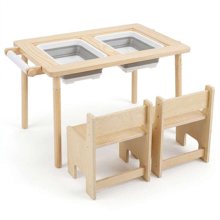 And 3 - Piece Kids Activity Table and Chair Set with Adjustable Height