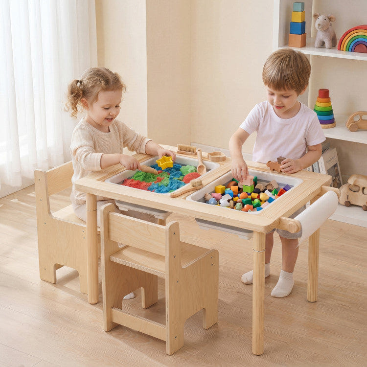 And 3 - Piece Kids Activity Table and Chair Set with Adjustable Height